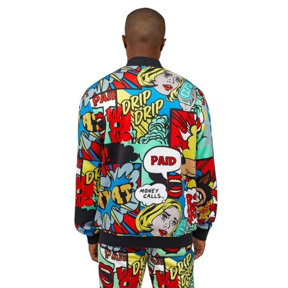 Reason Brand Paid Comic Allover Print Jacket Black Men's - Picture 4 of 4